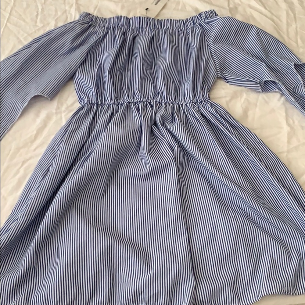 Oak+Fort striped off the shoulder dress
